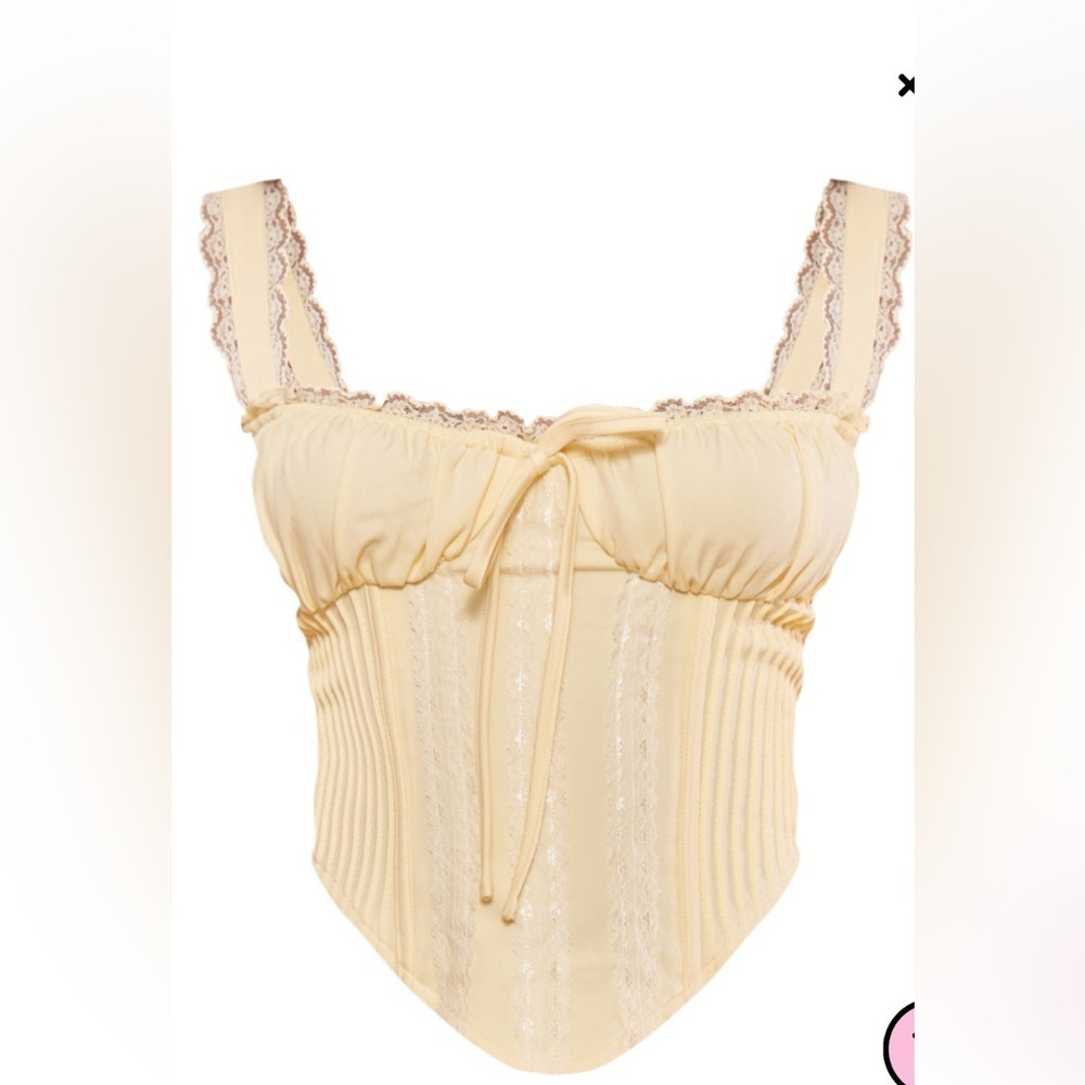Pretty Little Thing Yellow Corset Tank Peasant cottage Top Cosplay Petite 10 NWT